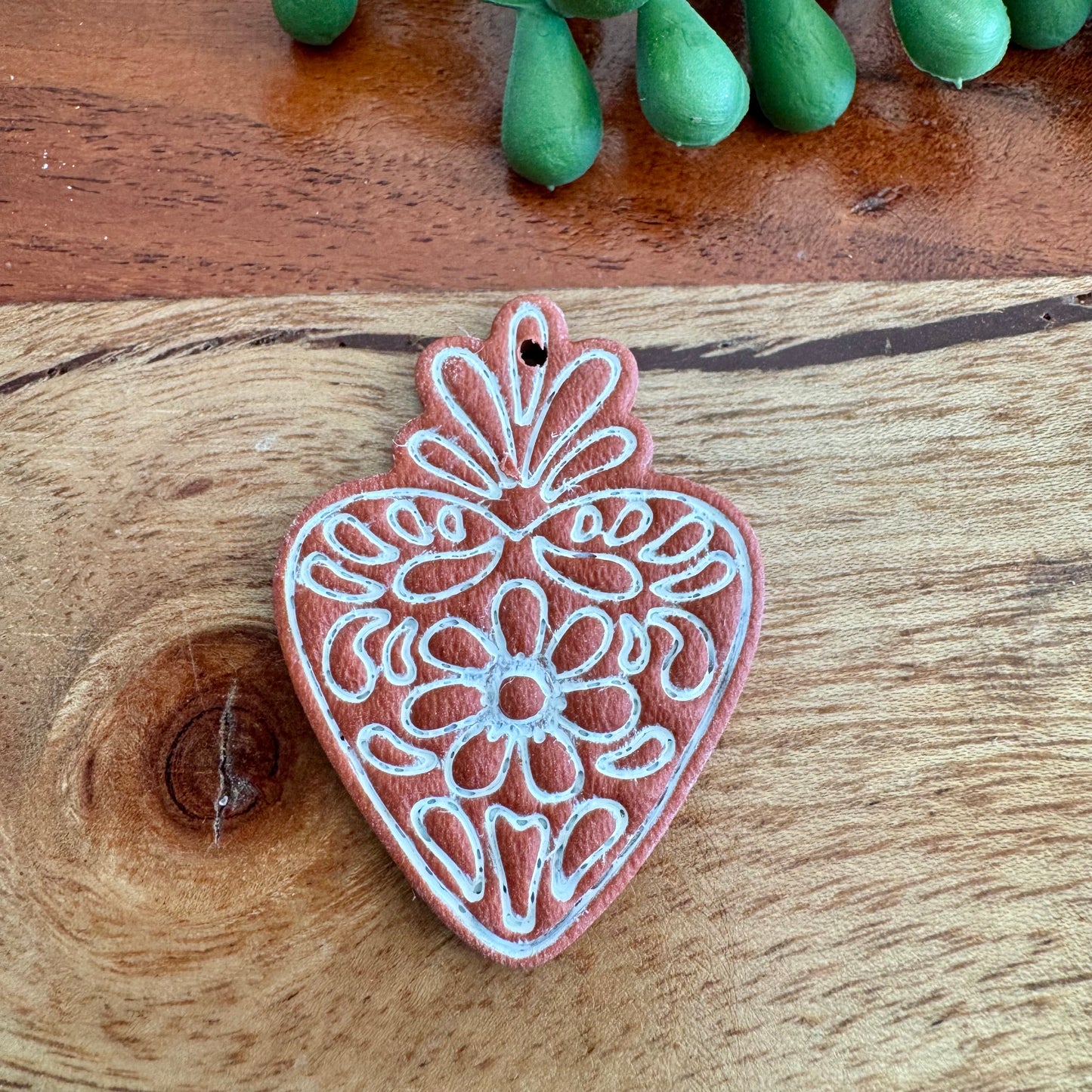 Terracotta Sacred Heart Pendant