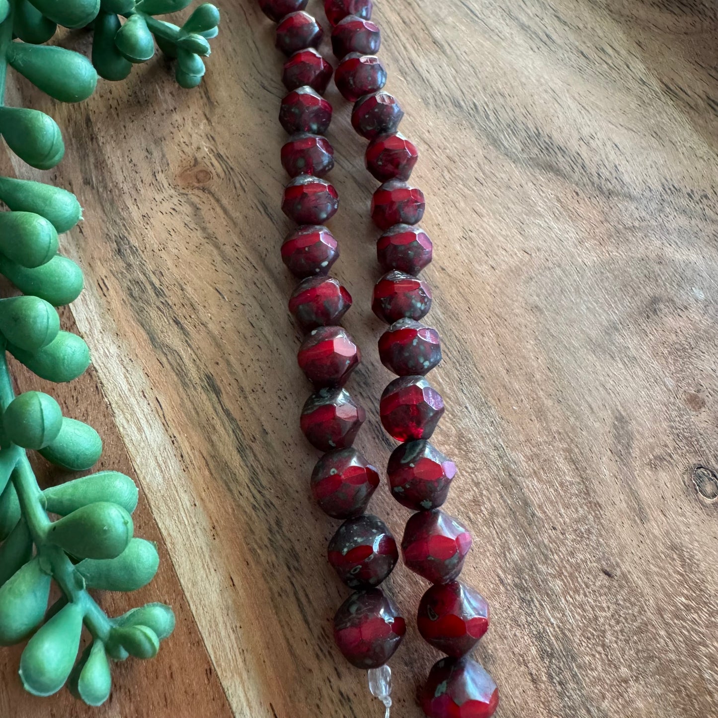 Vintage Czech Tablecut Nugget Bead Strand 15pcs