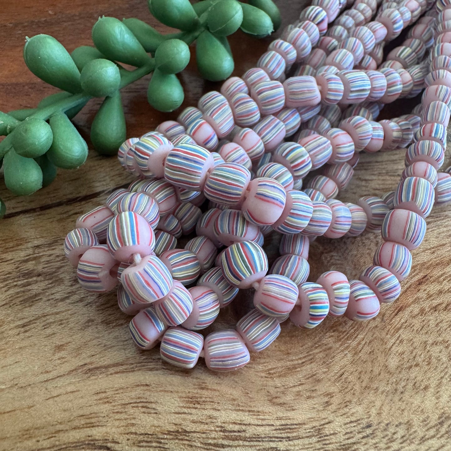 Light Pink Striped Java Gooseberry Beads