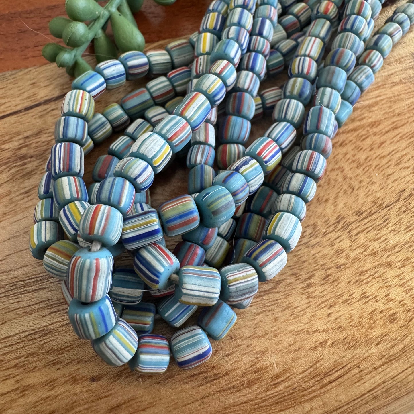 Blue Striped Java Gooseberry Beads