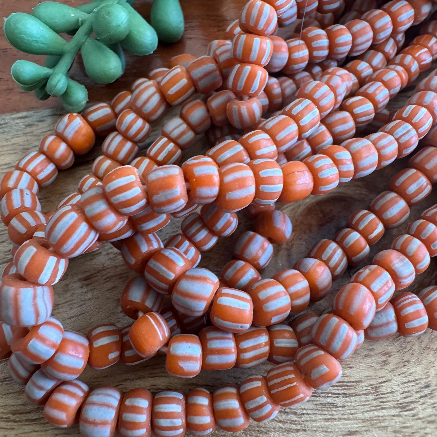 Orange Striped Java Gooseberry Beads