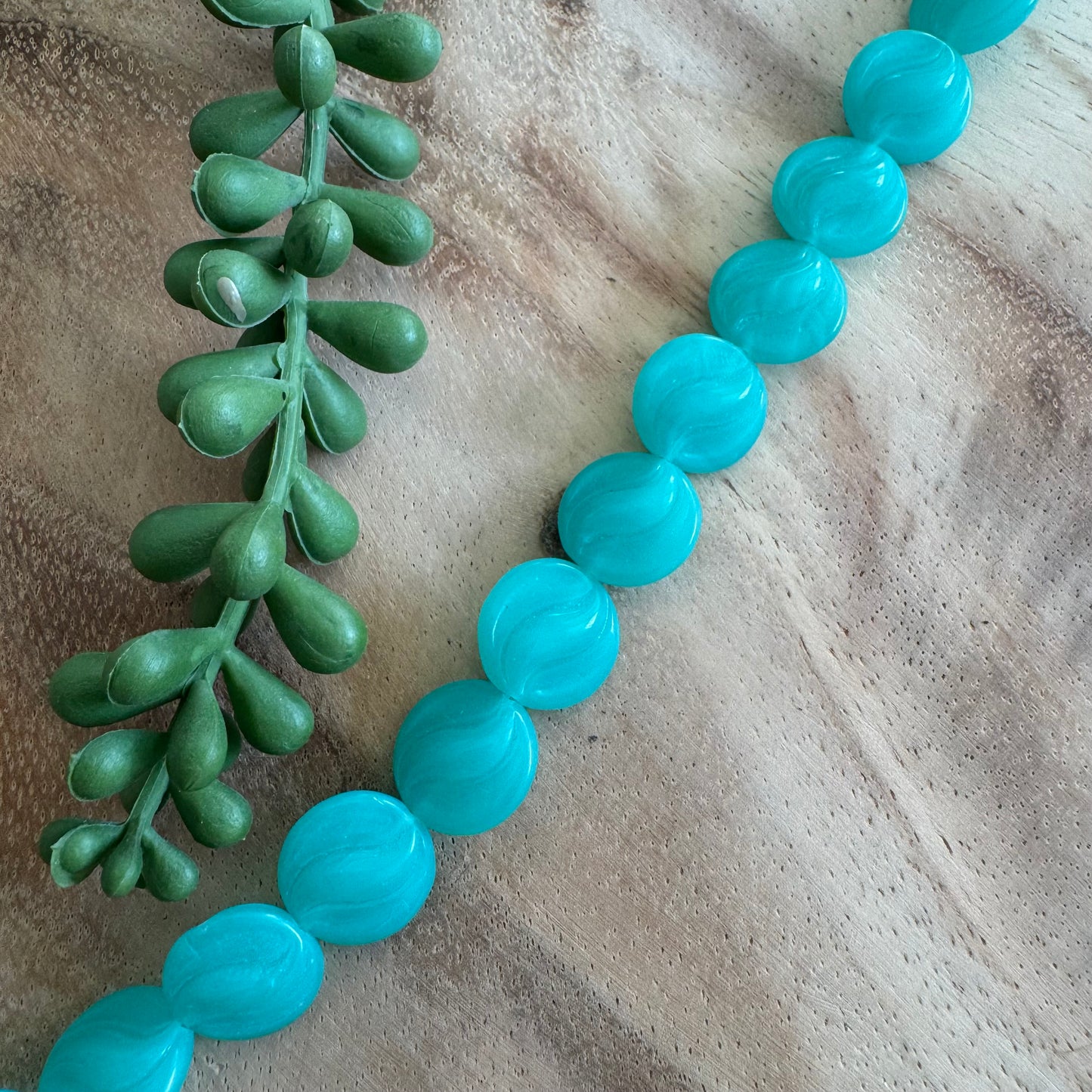 Vintage Aqua Czech Glass Coin Beads – 14 mm – 8 Inch Strand