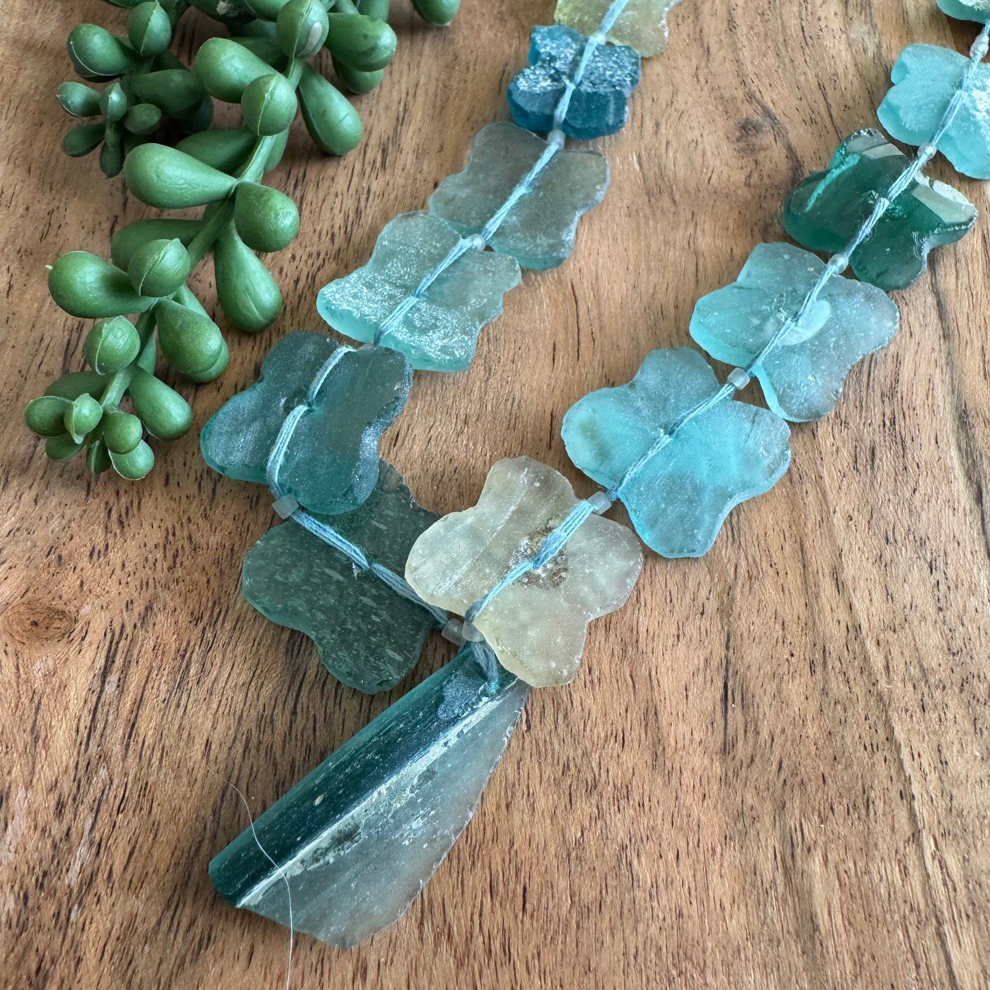 Clover Roman Glass Beads with Small Pendant – 12–20 mm – 15–16 Inch Strand- Random Pick!
