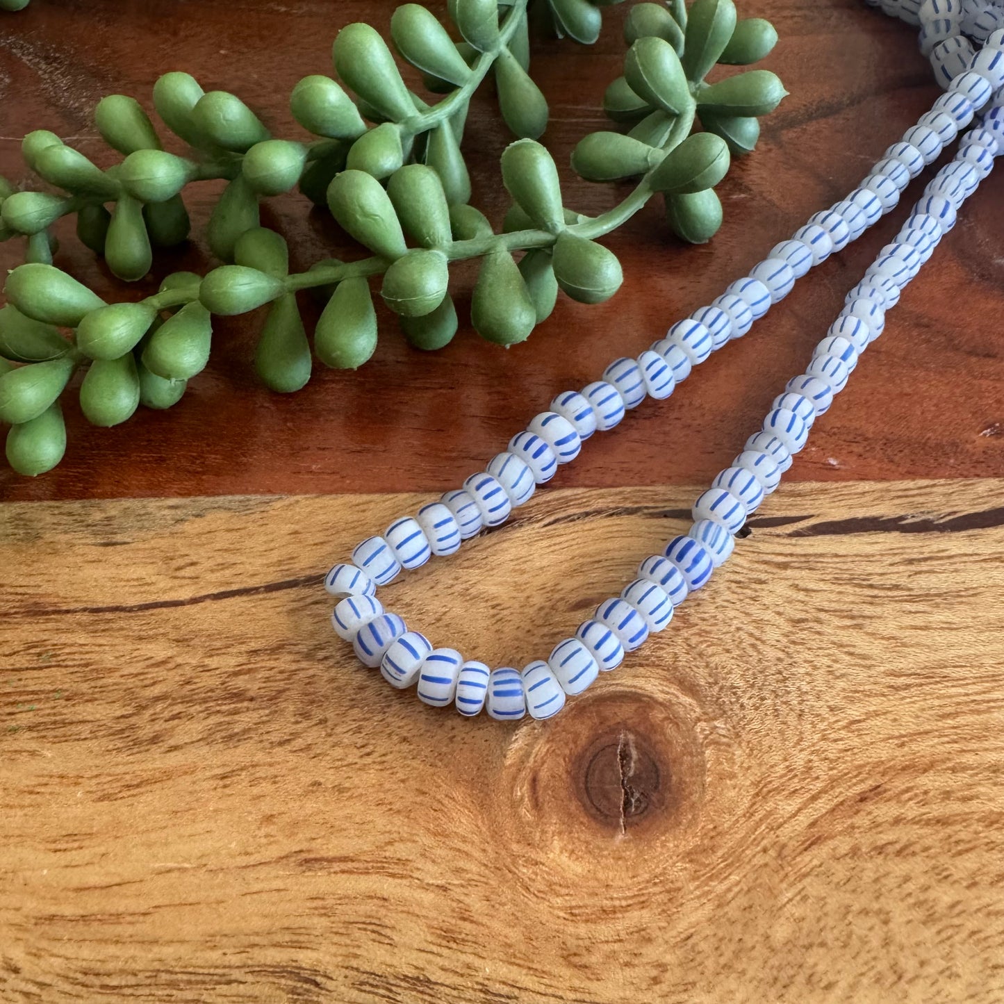 Transparent Blue Striped Java Gooseberry Beads