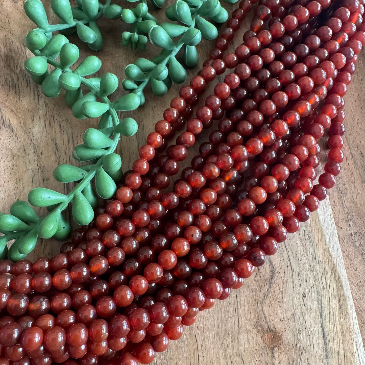 Carnelian Round Bead Strand – 6 mm