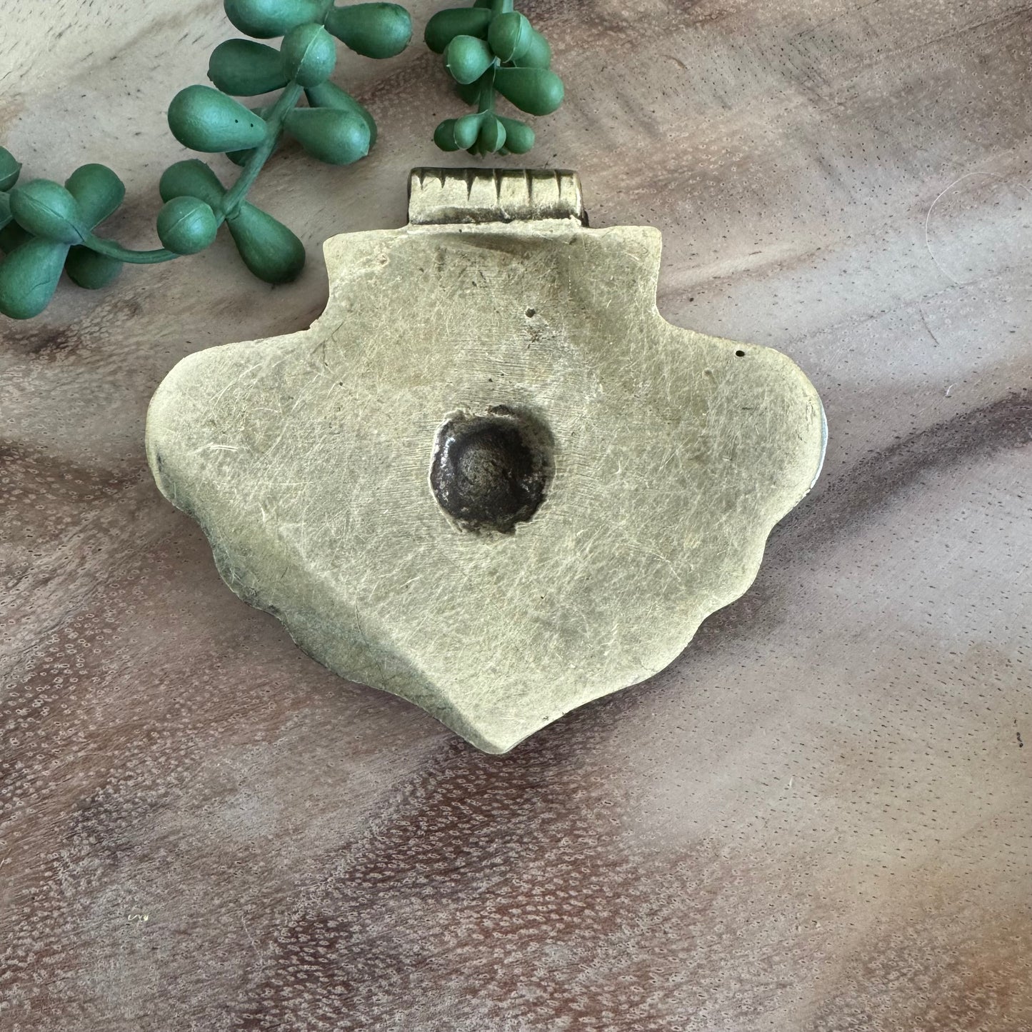 African Brass Shield Pendant 46mm AFB12