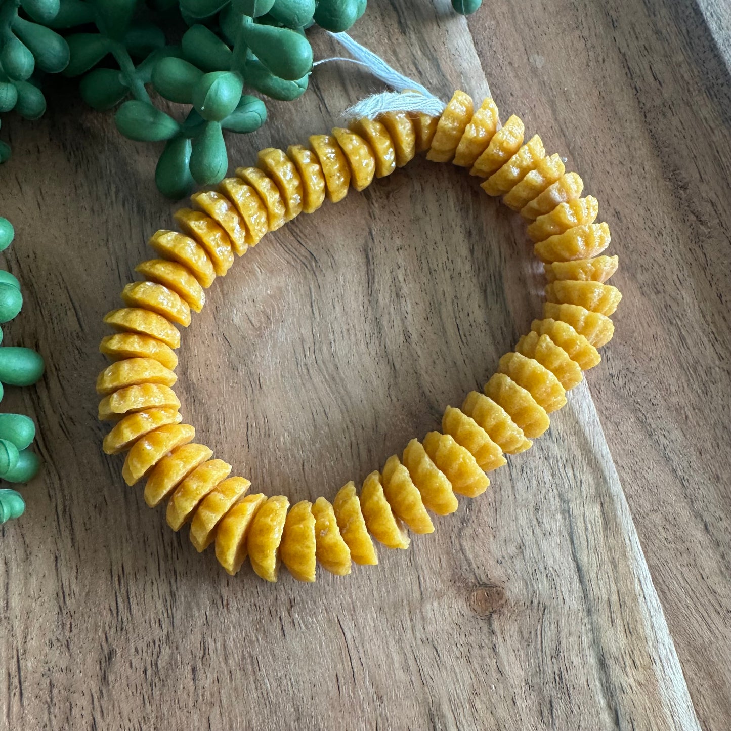 Yellow African Glass Beads – 4x14 mm – 9 Inch Strand
