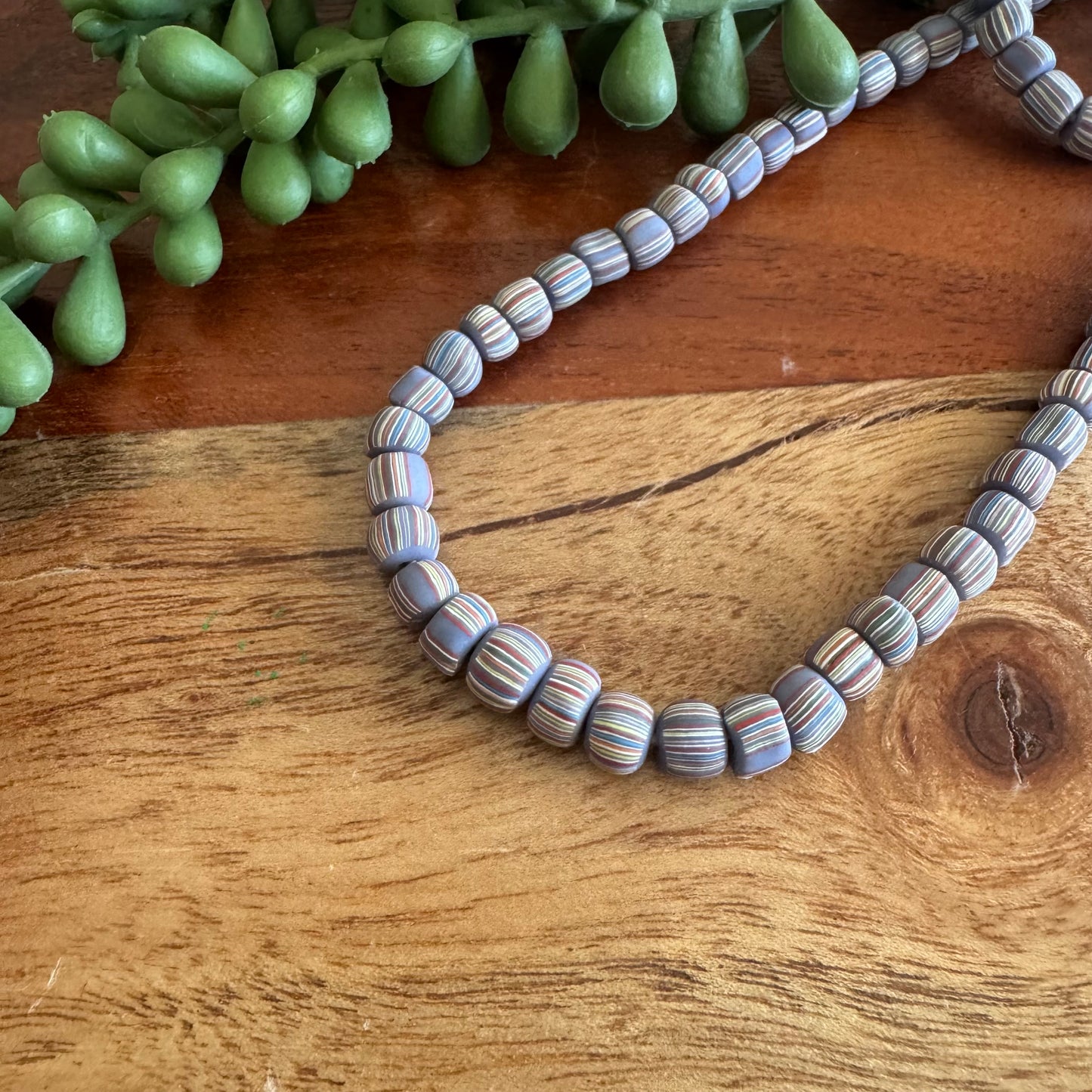 Lavender Striped Java Gooseberry Beads