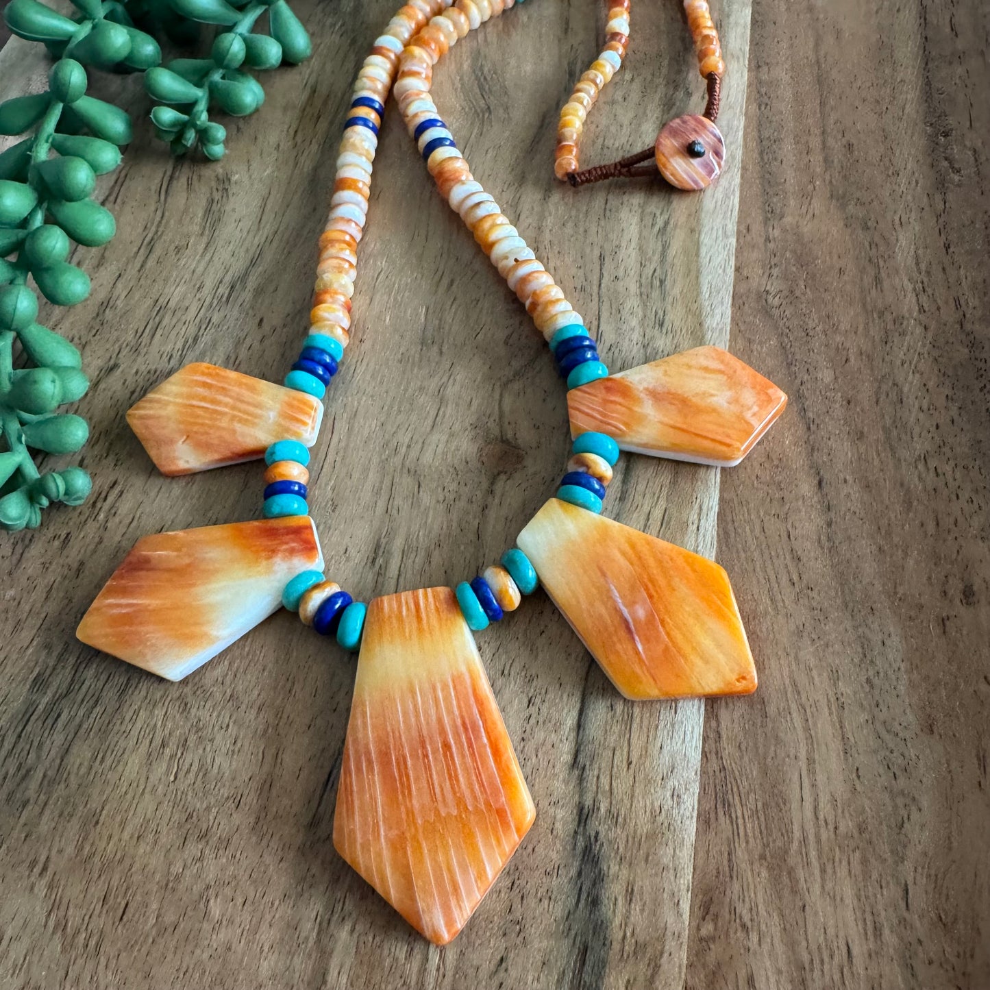 Spiny Oyster, Lapis, and Turquoise Necklace- Southwestern Style