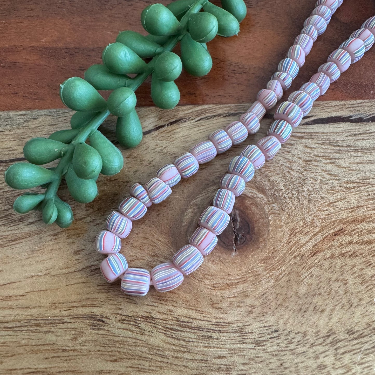 Light Pink Striped Java Gooseberry Beads