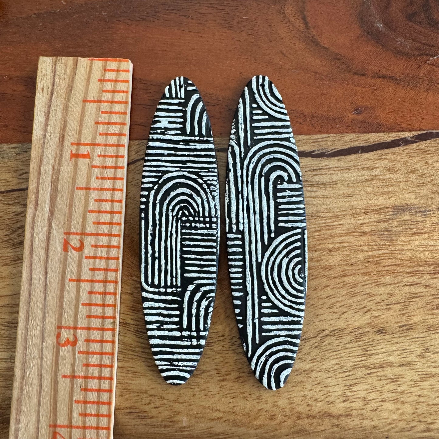 Black and White Mud Cloth Pendant Pair