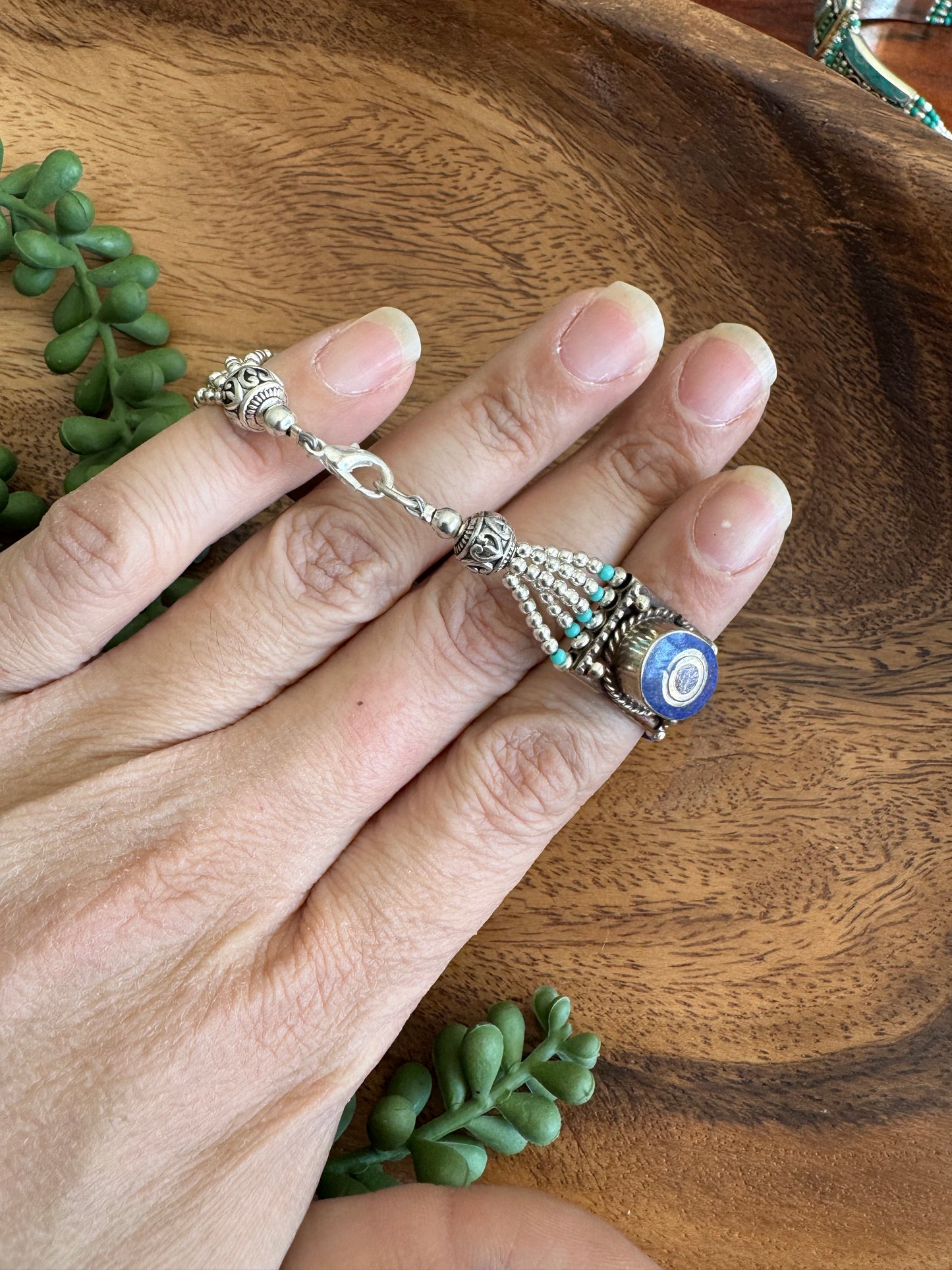 Tibetan Lapis & Turquoise Inlaid Bracelet with Bull’s-Eye Design – Vintage Patina