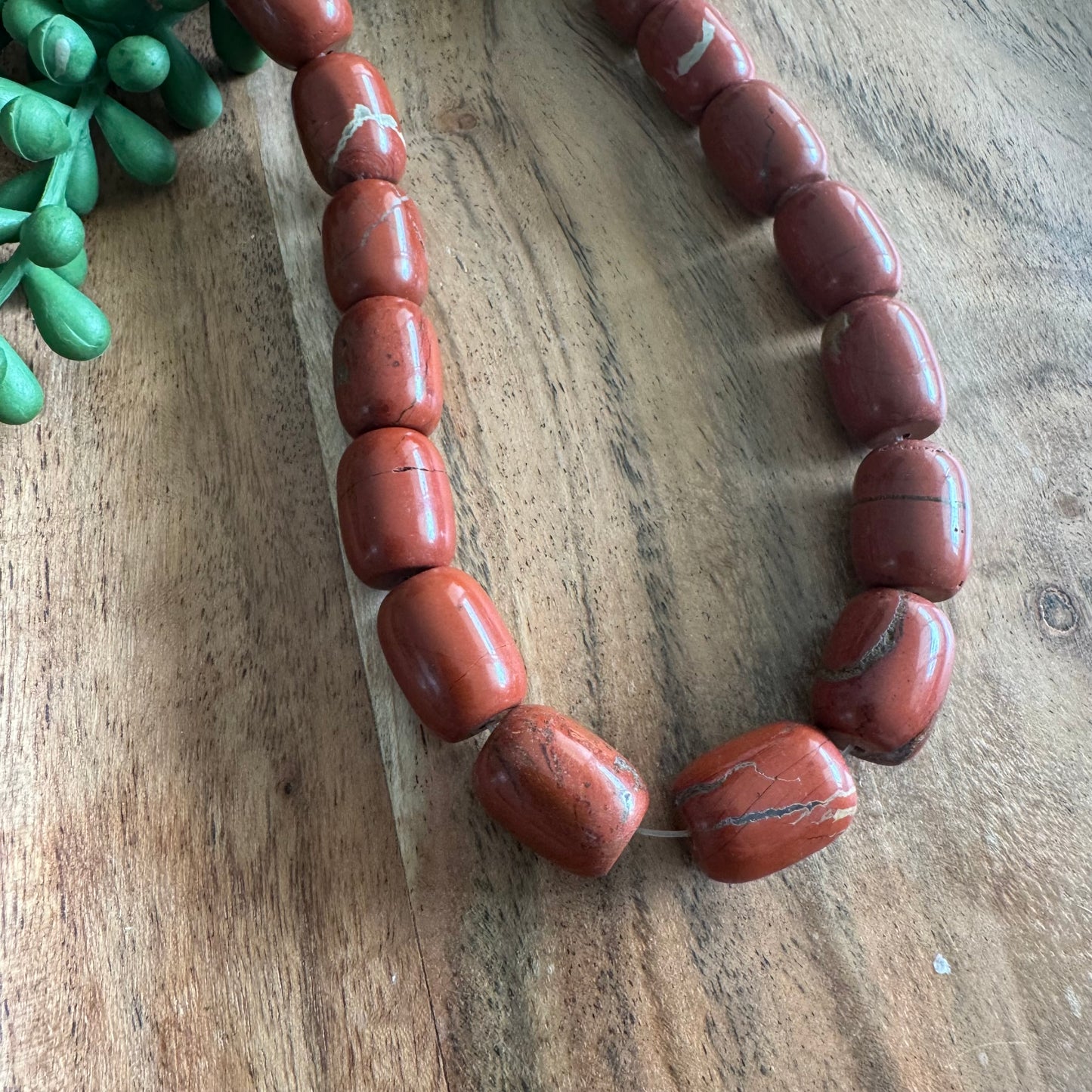Red Jasper Barrel Beads, 15-Inch Strand
