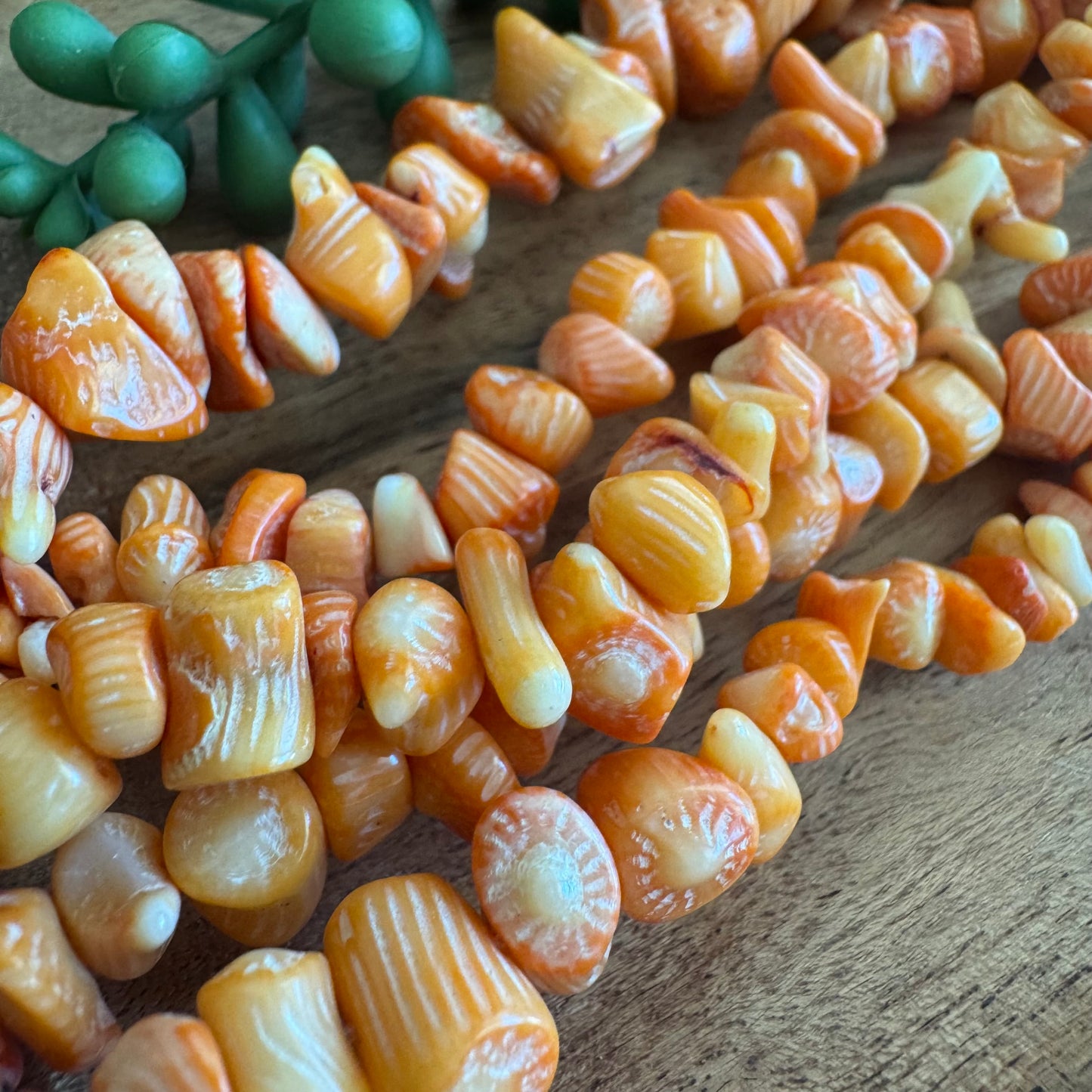 Dyed Orange Coral Chips/Nuggets Bead Strand
