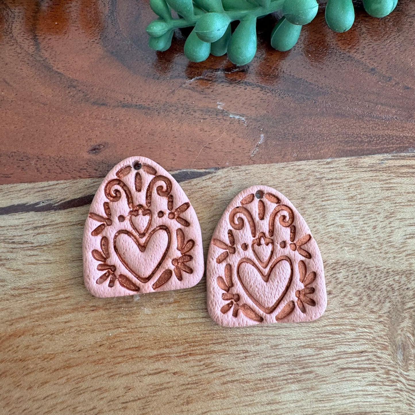 Pink Arch Heart Pendants