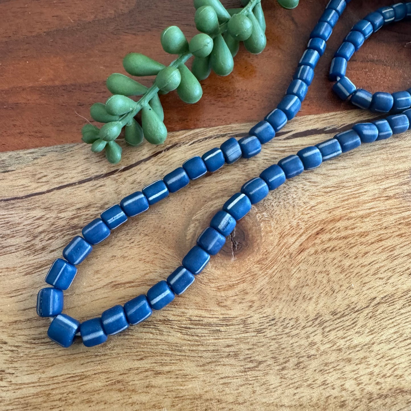 Dark Blue Striped Java Gooseberry Beads