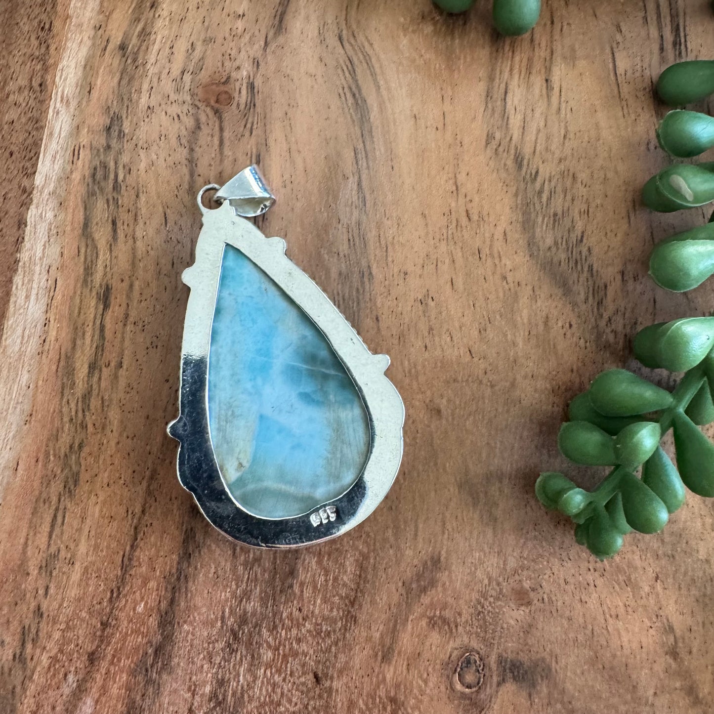 .925 Sterling Silver Tear Drop Pendant – Larimar