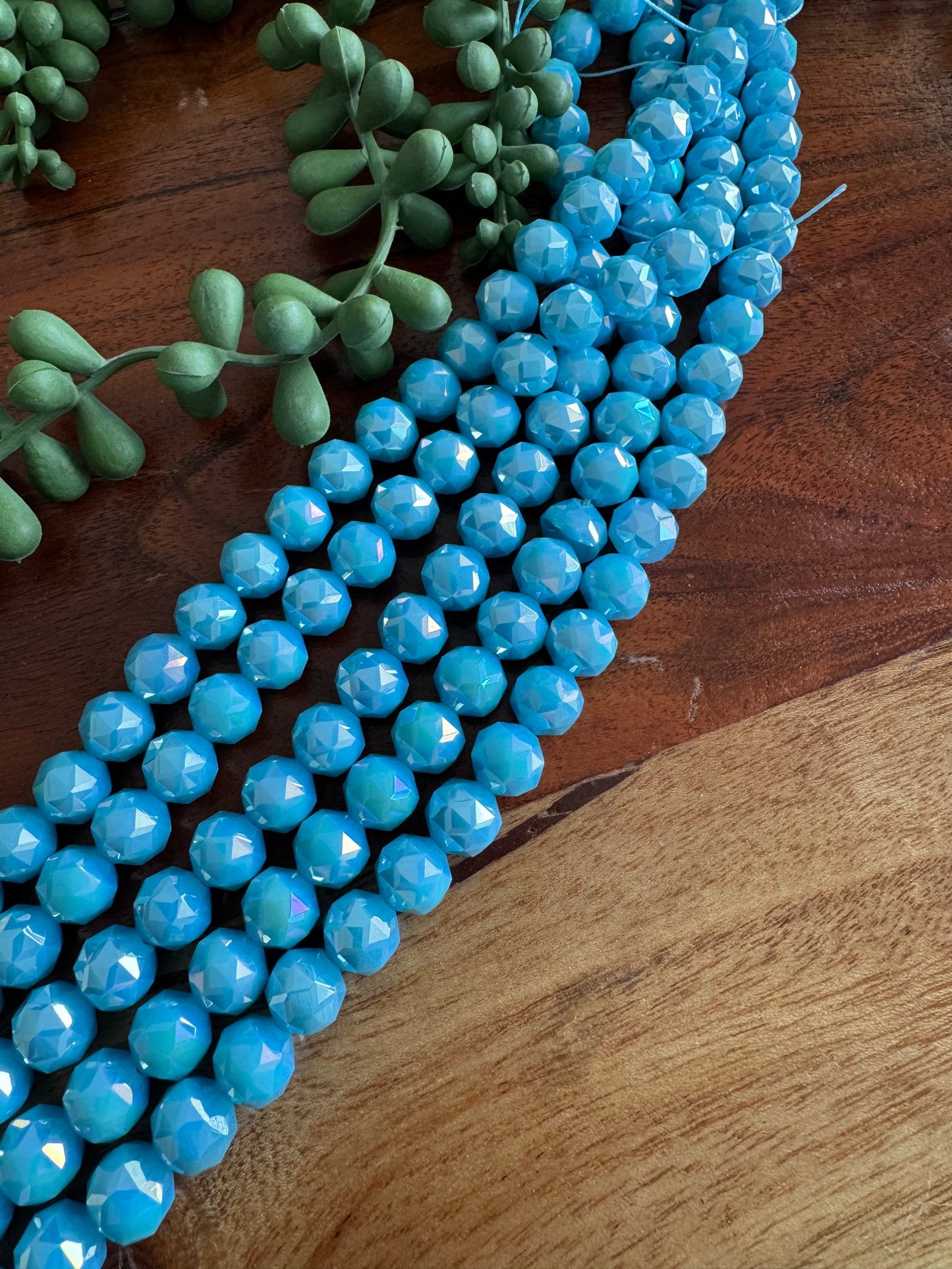 10mm Light Blue Opaque Chinese Crystal Glass – Faceted & Iridescent