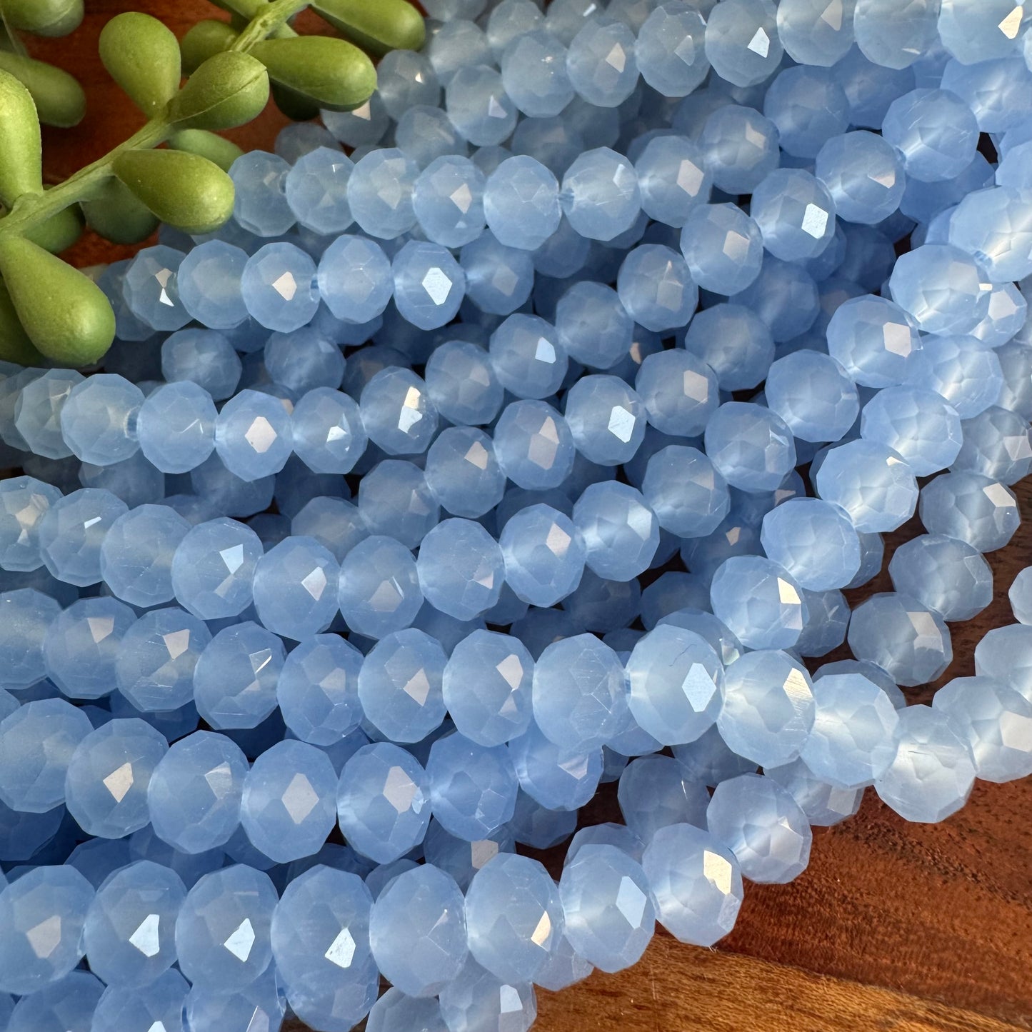 6x8mm Translucent Blue Chinese Crystal Glass – Faceted Beads