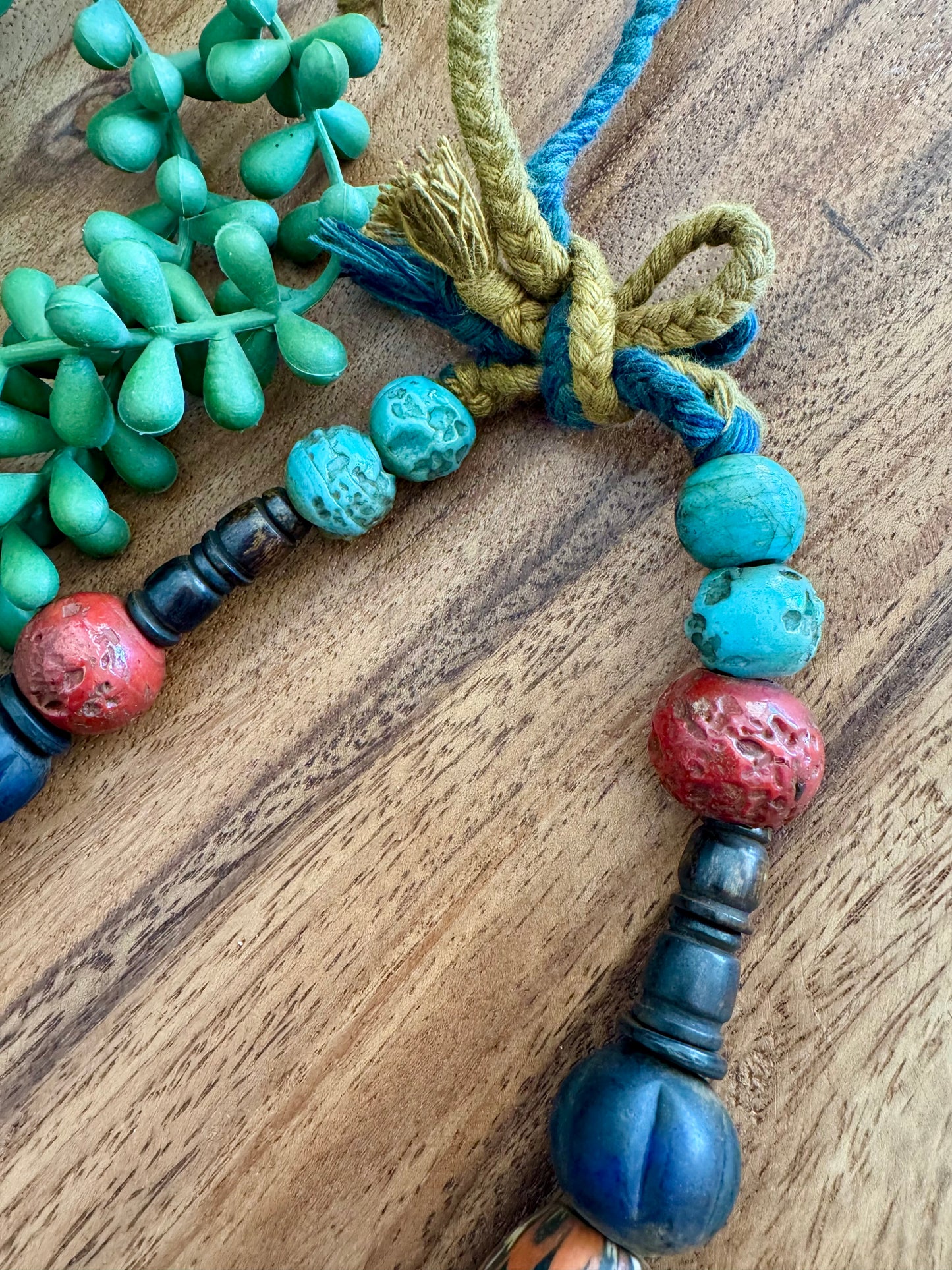 Rare Tibetan Mixed Bead Strand – Millefiori, Glass, Wood, Bone & Resin