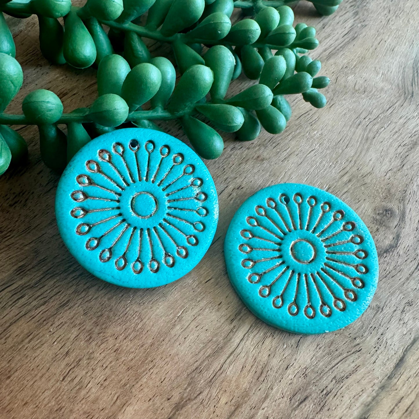 Copper Wash Turquoise Coin Pair