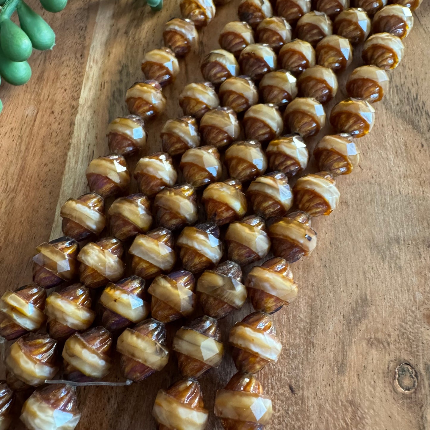 Vintage Czech Glass Turbine Bead Strand