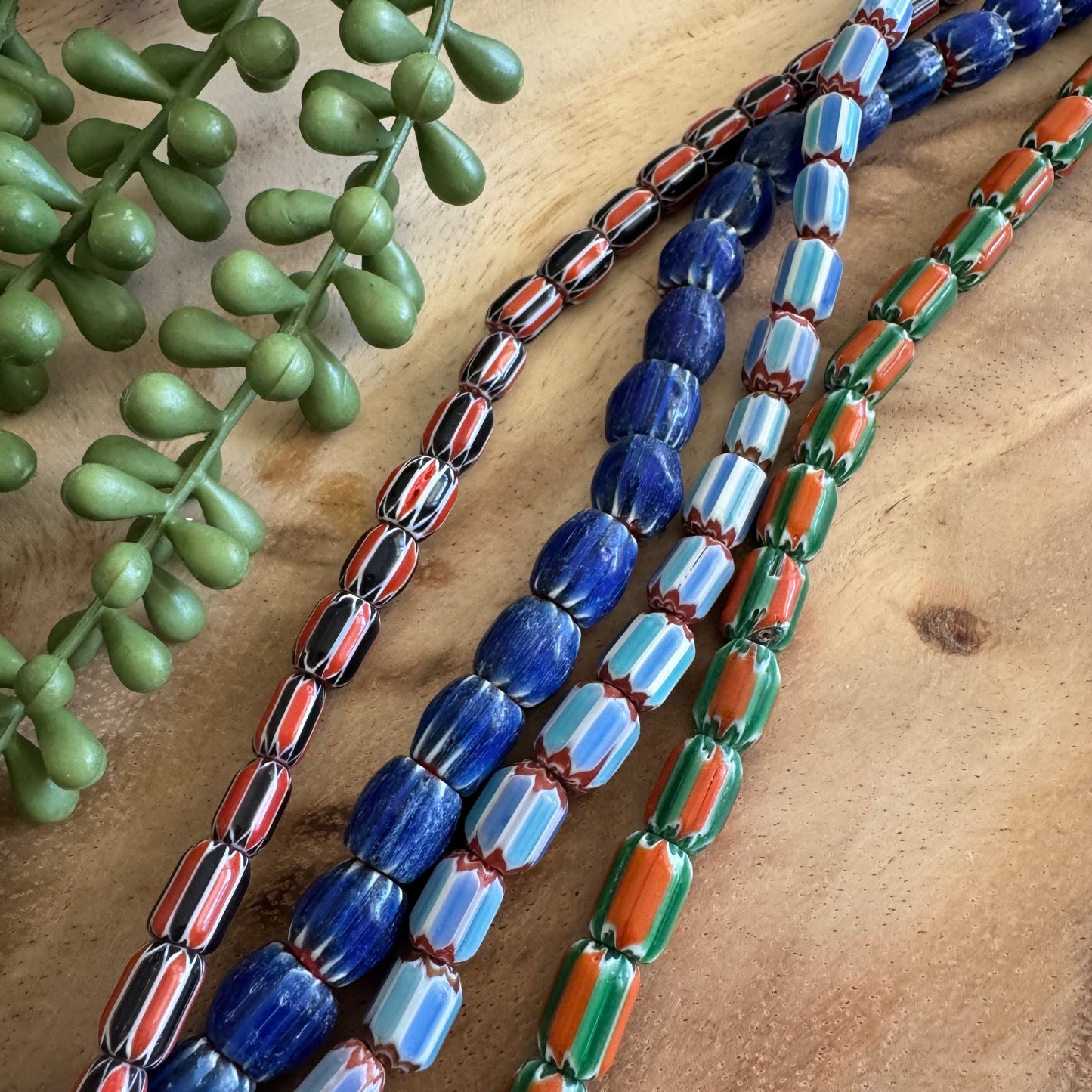 Chevron Glass Bead Lot 4 Strands Lot #3