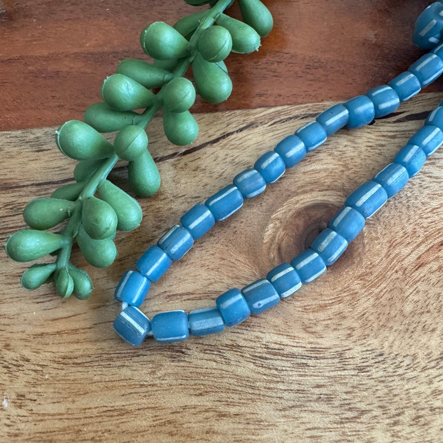 Denim Striped Java Gooseberry Beads
