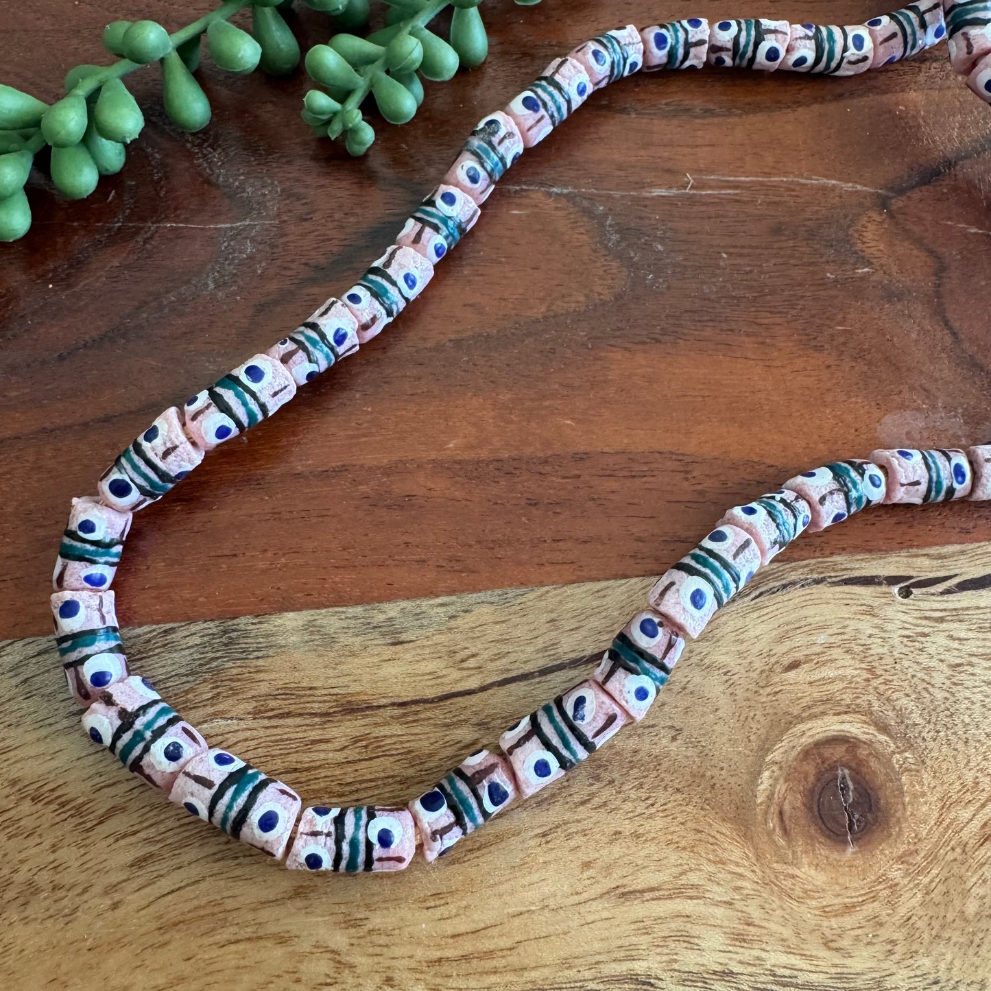 Pink African Glass Krobo Bead Strand