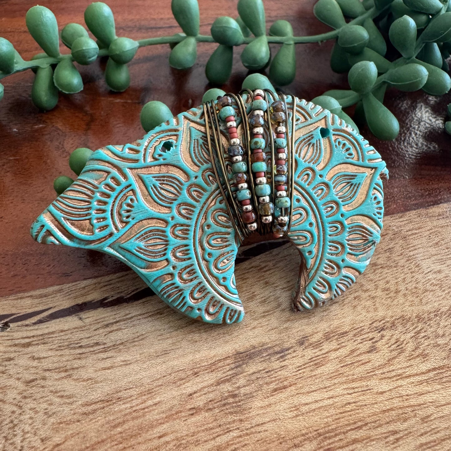 Turquoise Wrapped Zuni Bear Pendant