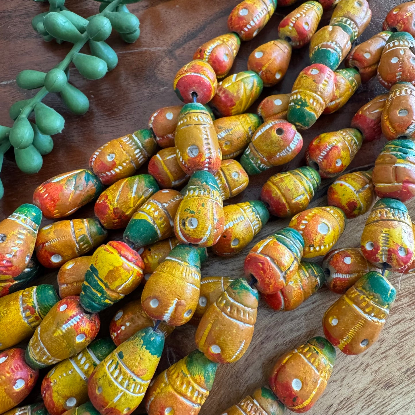Carved Clay Beads | Colorful, Rustic, Tribal Style