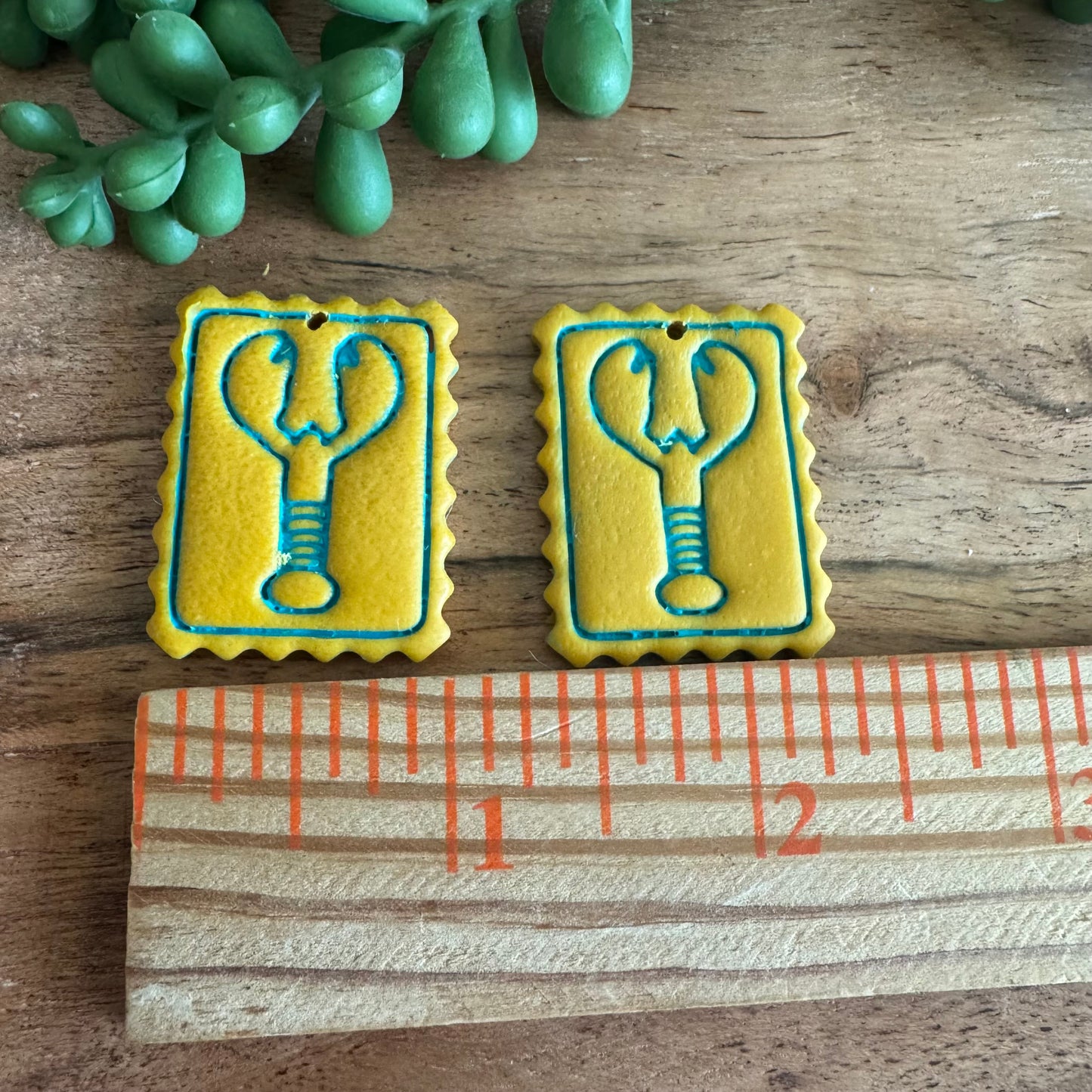 Mustard and Turquoise Lobster Pair