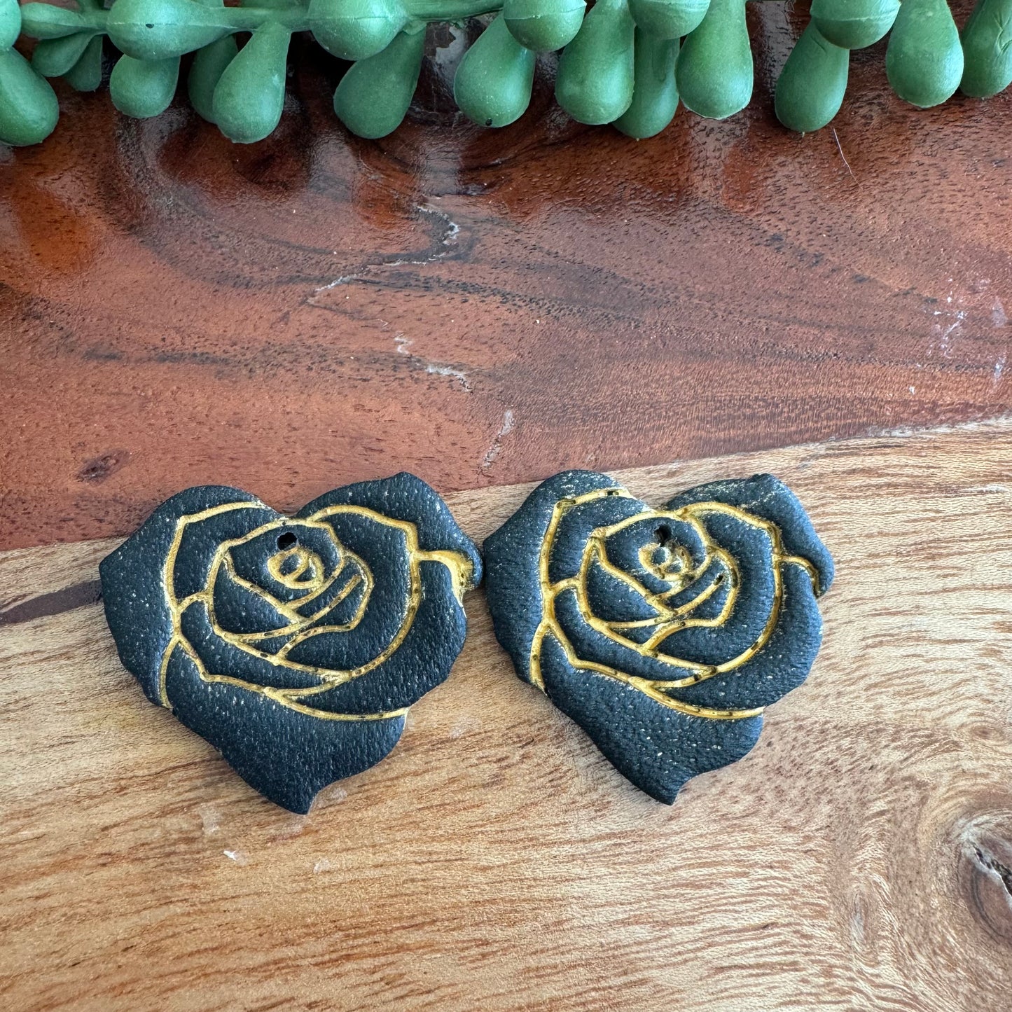 Black Rose Heart Pendants