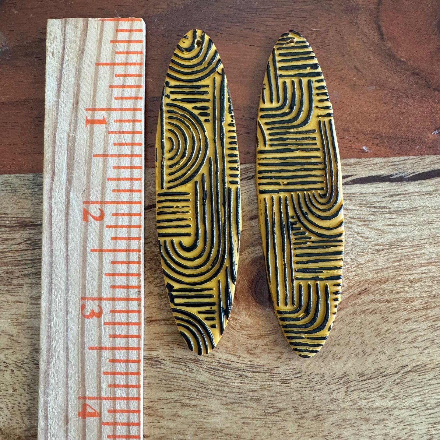 Mustard Mud Cloth Pendant Pair