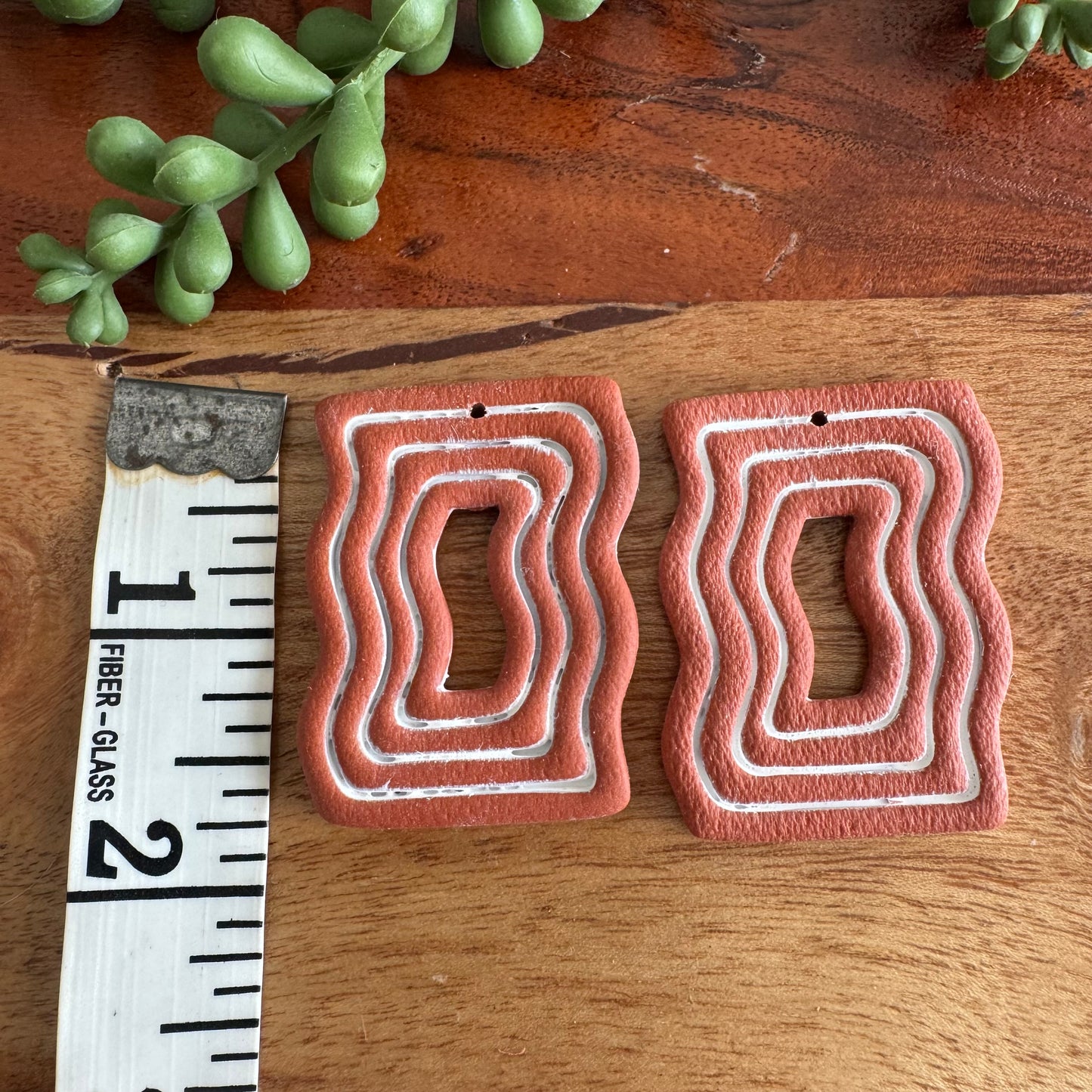 Terracotta Squiggle Rectangle Pair