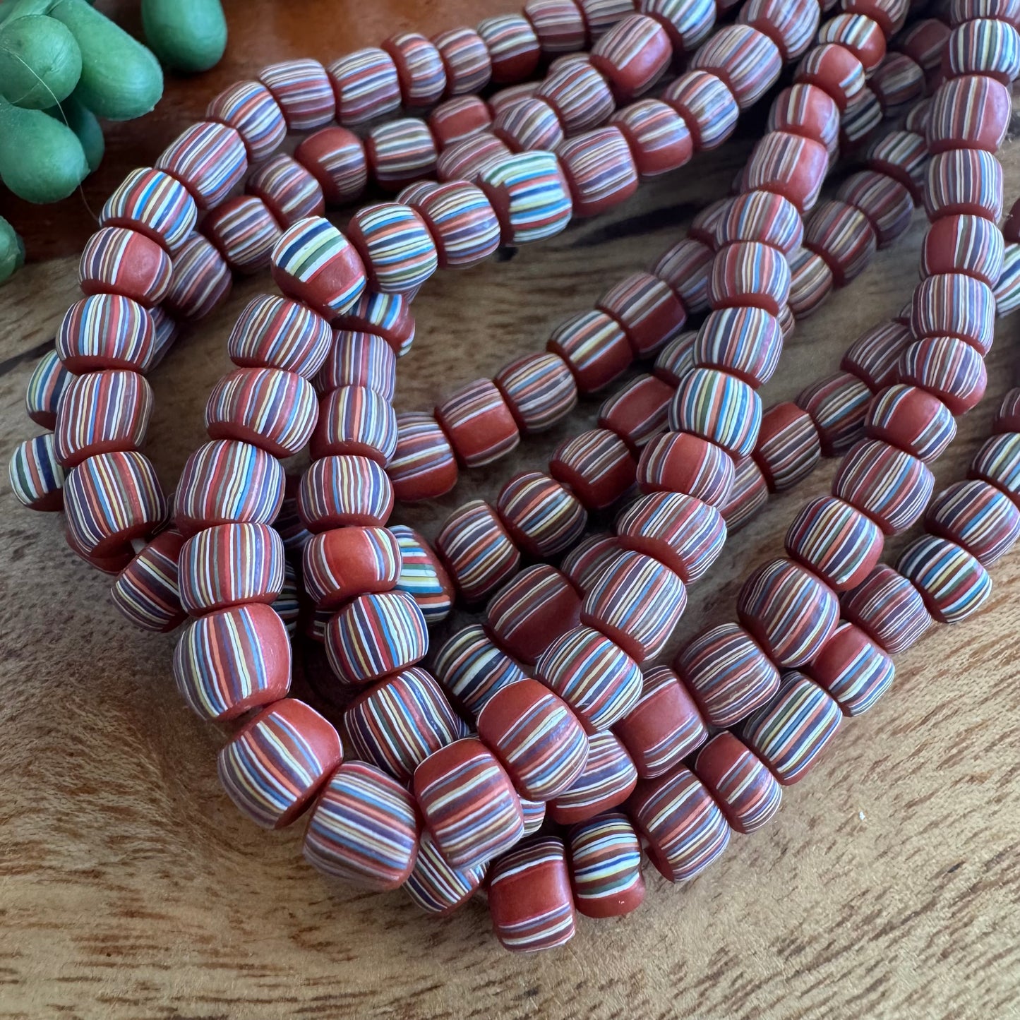 Rust Red Striped Java Gooseberry Beads