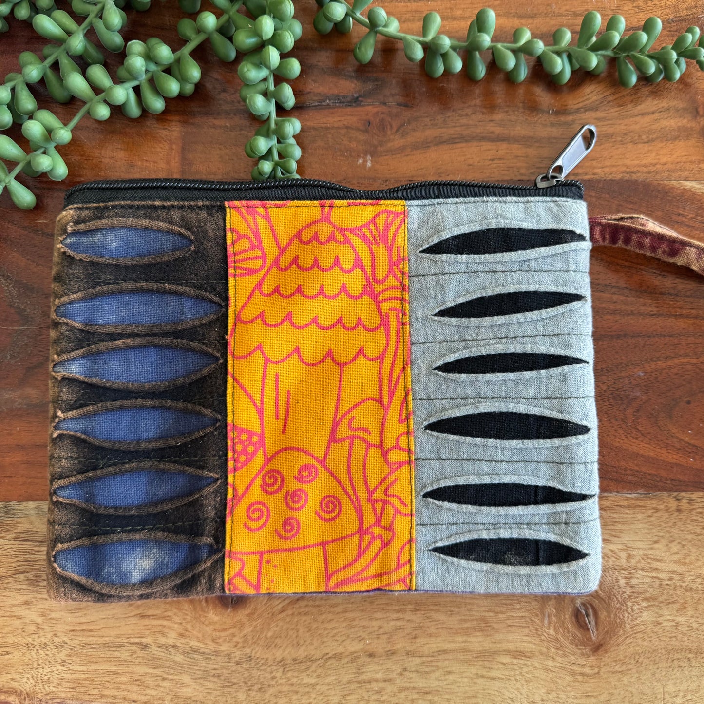 Distressed Zipper Wristlet