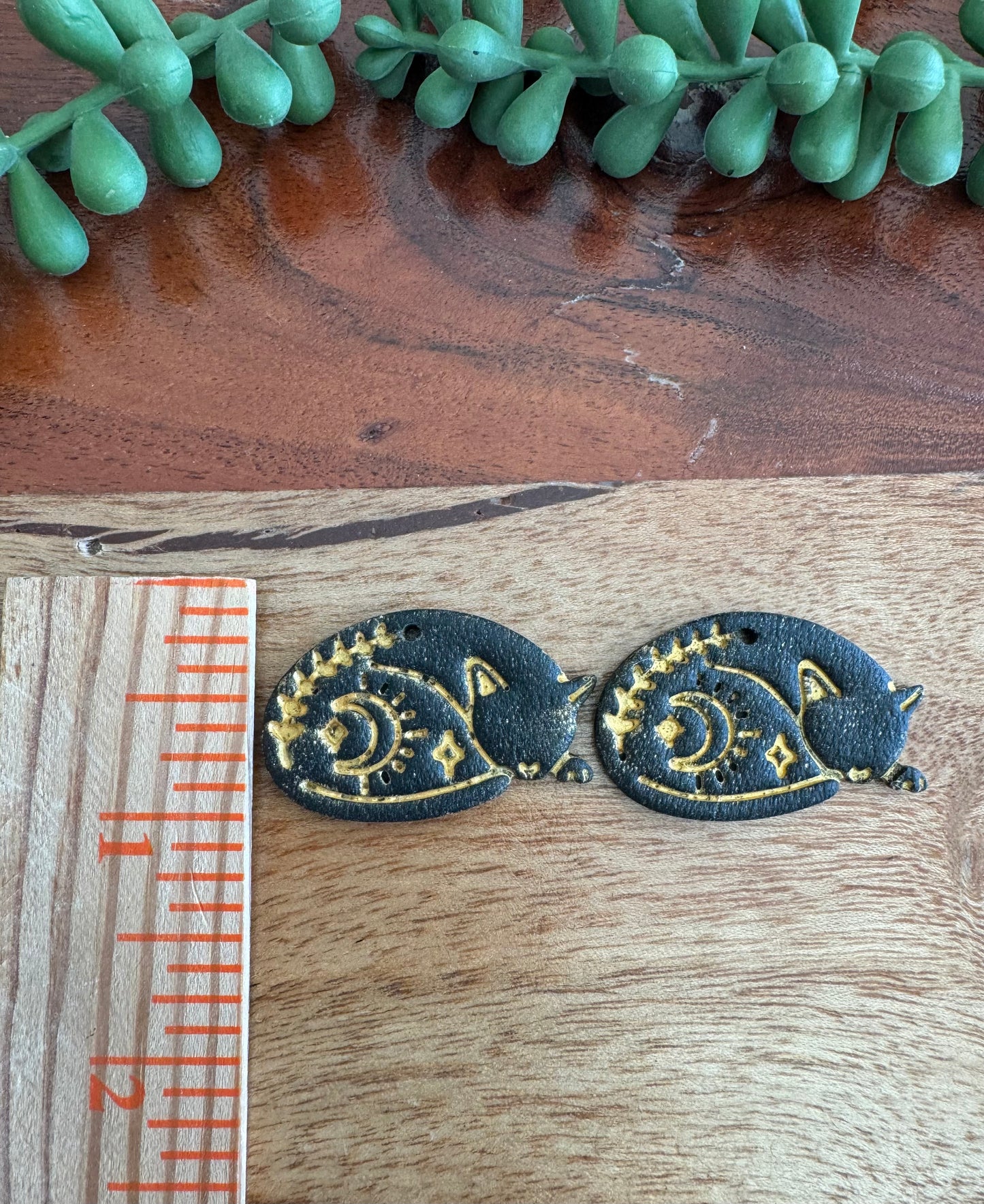 Celestial Black Cat Pendant Pair