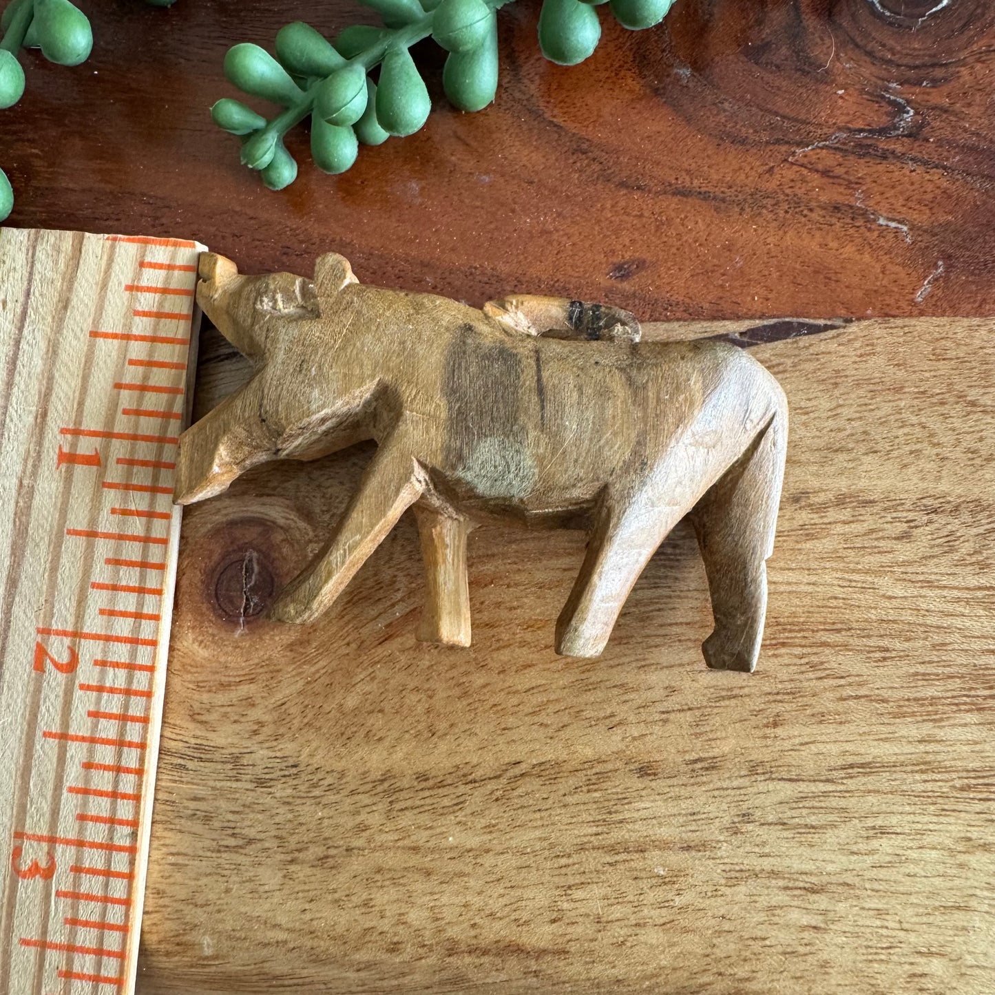 Vintage Carved African Hippopotamus Pendant -Wood