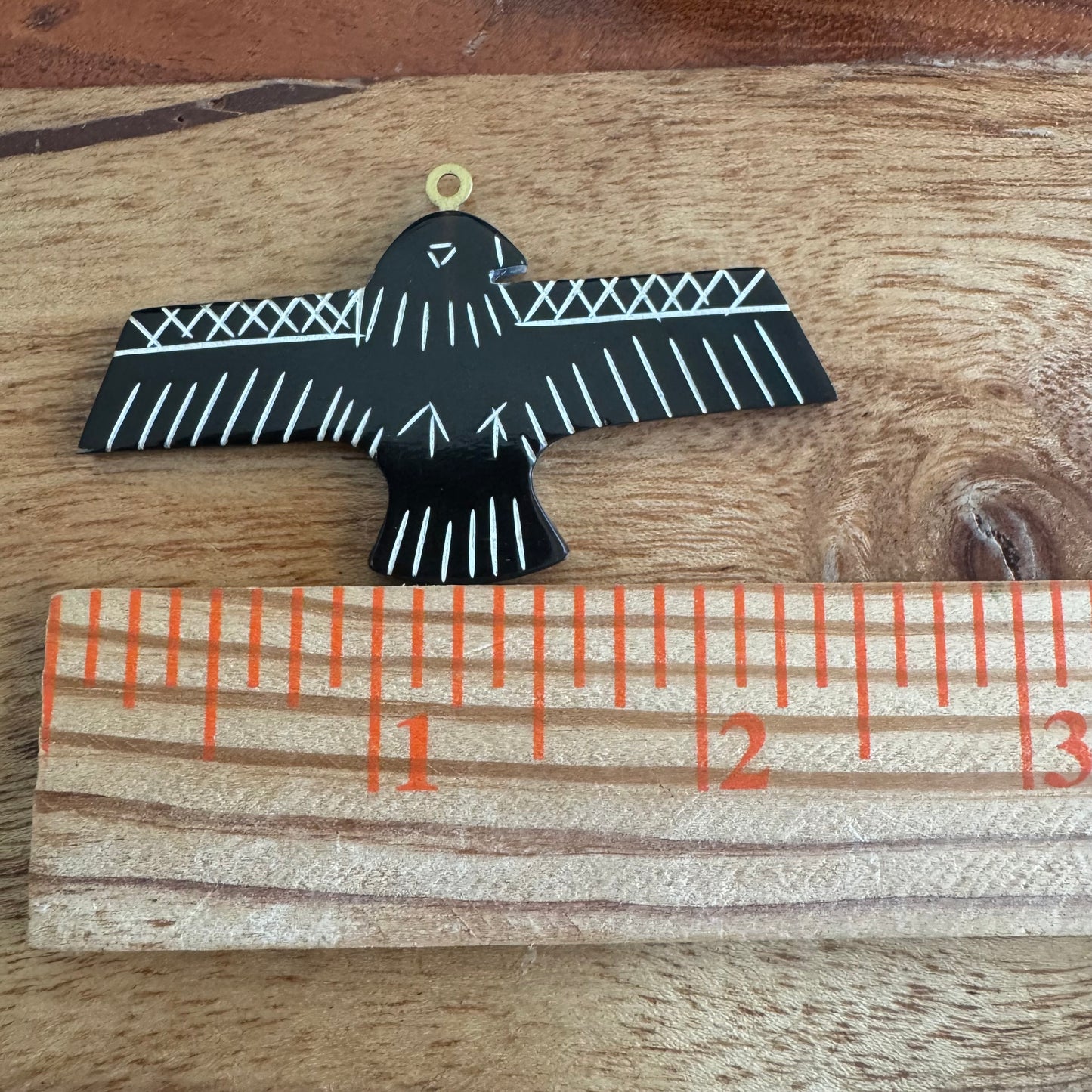 Vintage Carved Horn Tribal Eagle Pendant – 63x35mm