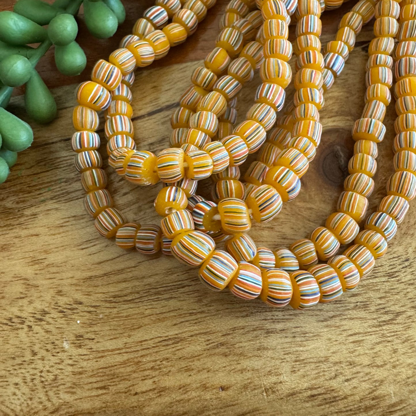 Tangerine Striped Java Gooseberry Beads