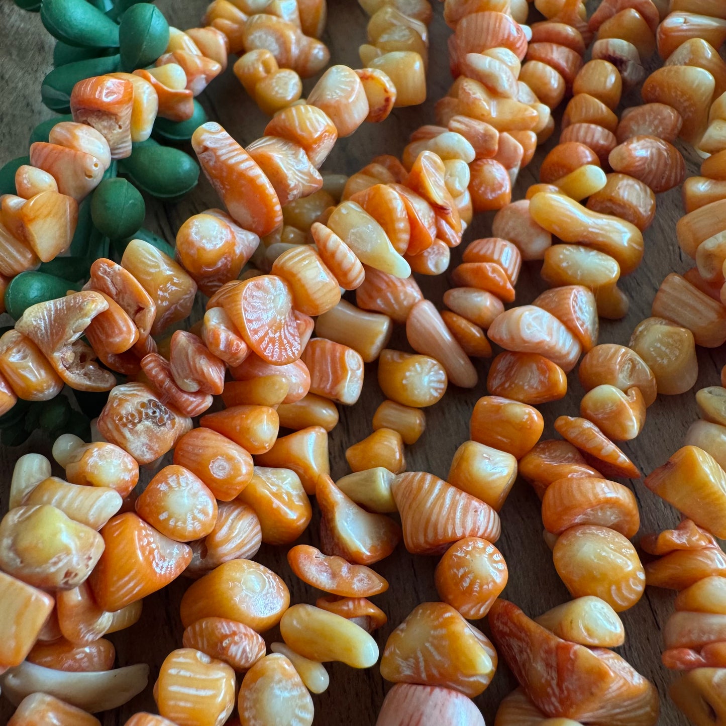 Dyed Orange Coral Chips/Nuggets Bead Strand