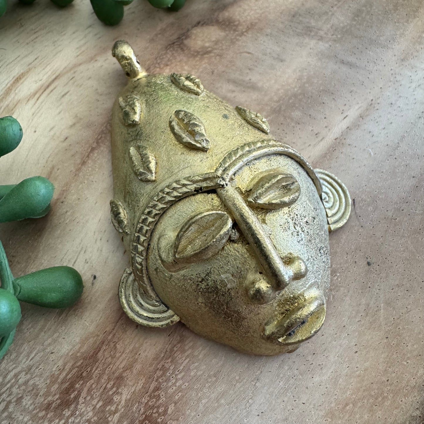 African Brass Mask Pendant 49x76mm AFB04