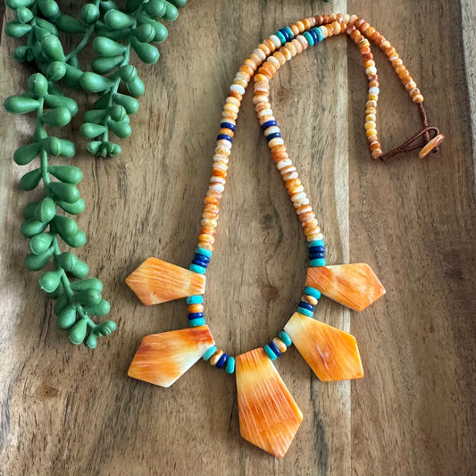 Spiny Oyster, Lapis, and Turquoise Necklace- Southwestern Style