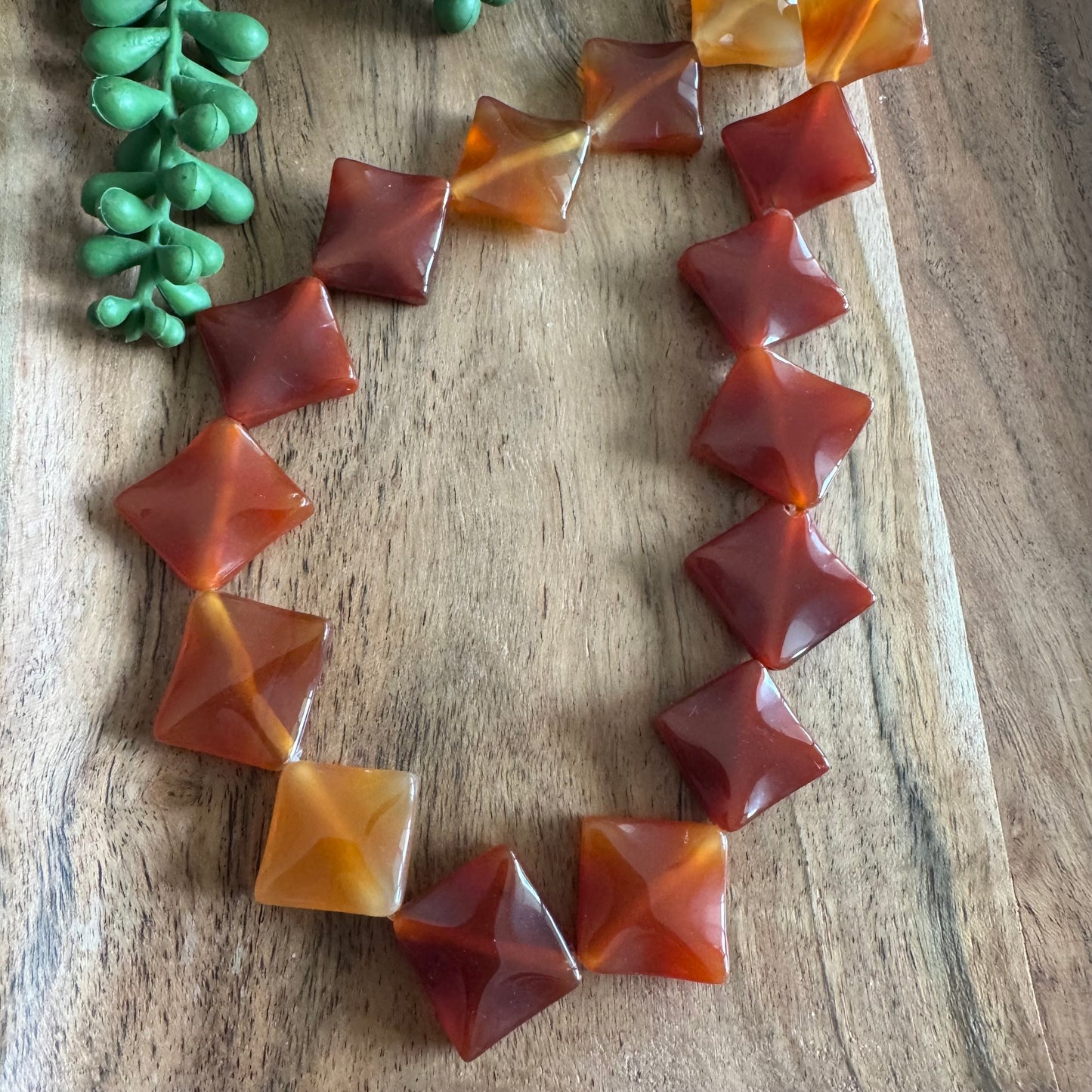 Carnelian Diamond Bead Strand