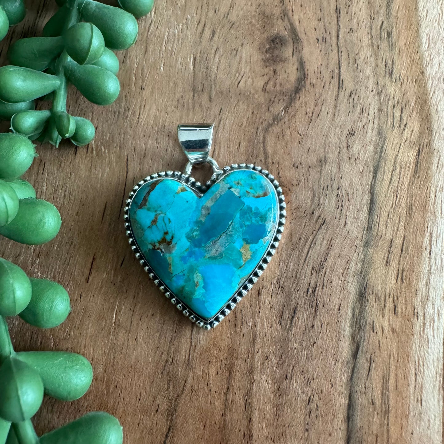 .925 Sterling Silver Heart Pendant –Arizona Turquoise