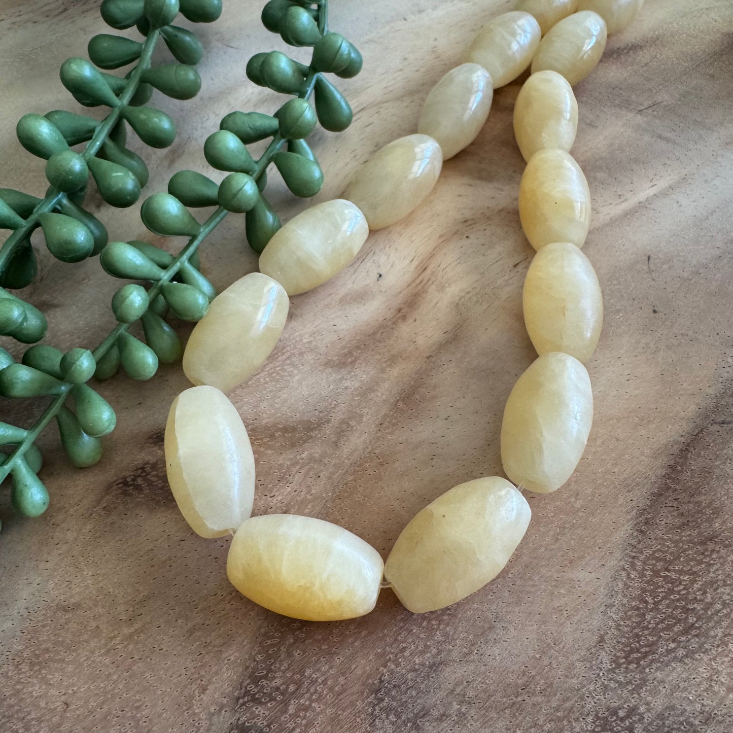 Butter Yellow Calcite Barrel Beads – 15x24mm – 15 Inch Strand ST02