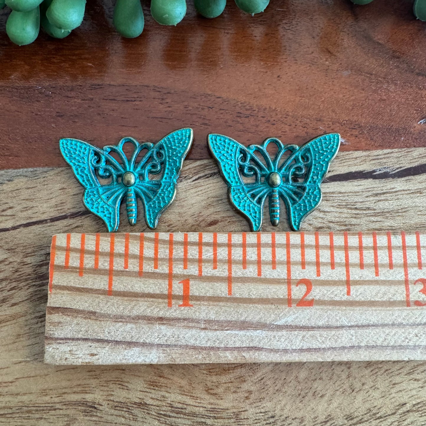 Bronze Patina Butterfly Charms – Set of 2, 31x23mm