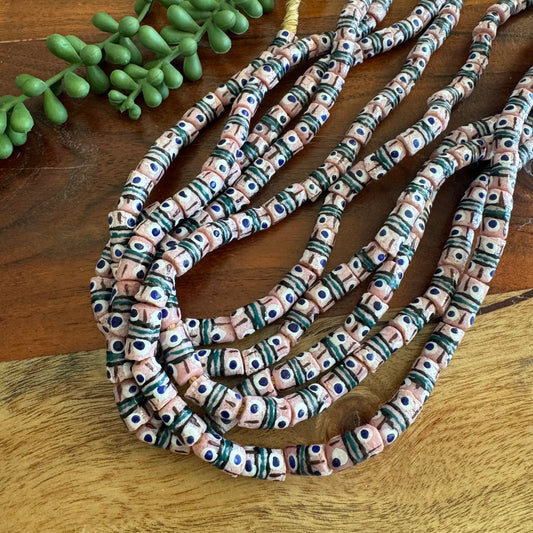 Pink African Glass Krobo Bead Strand