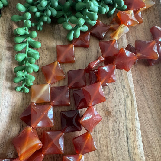 Carnelian Diamond Bead Strand